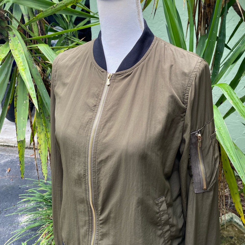 ZARA Army Green Black Bomber Jacket